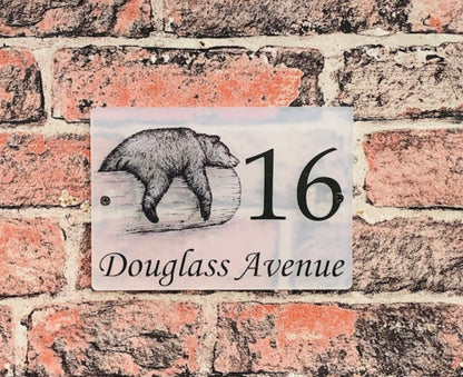 Bear acrylic house sign