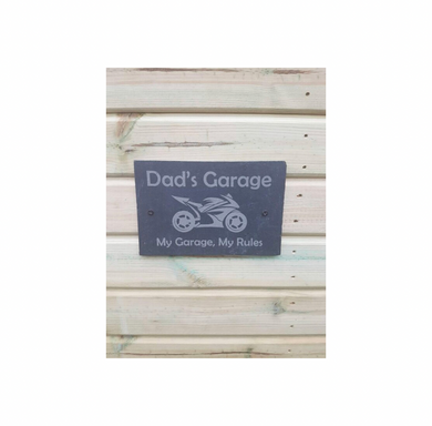 My garage garden slate sign