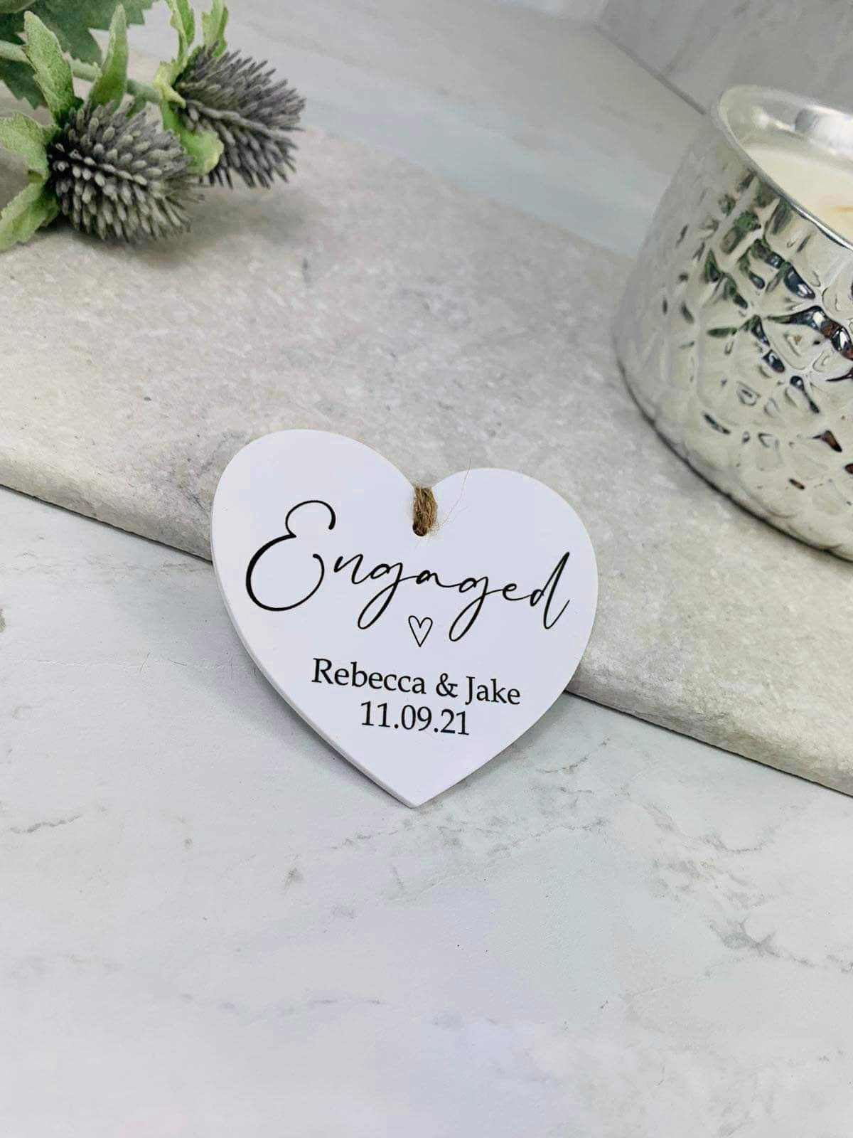 BOGOF Engaged hanging heart keepsake