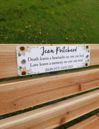 Acrylic sunflower bench memorial plaque