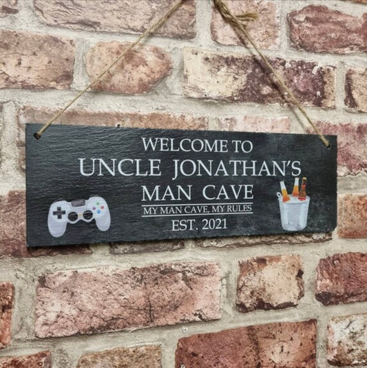 Man cave garden slate sign