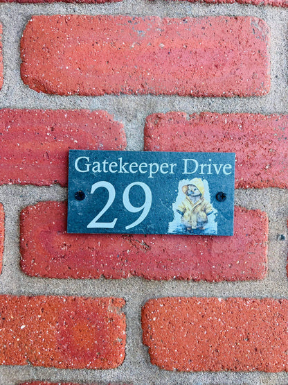 Number slate house sign duck small