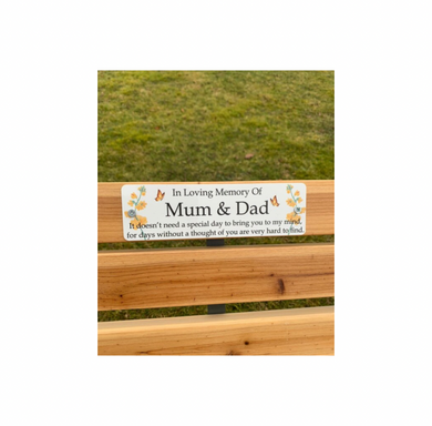 Acrylic yellow floral  bench memorial plaque