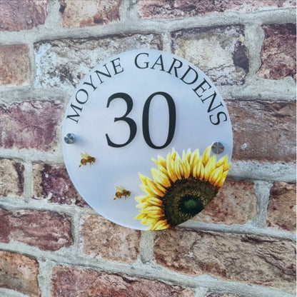 Sunflower acrylic house sign