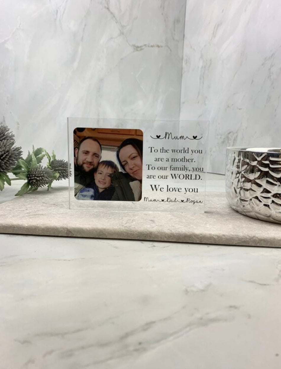To the world acrylic block