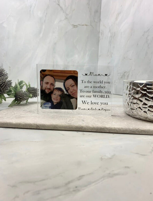 To the world acrylic block