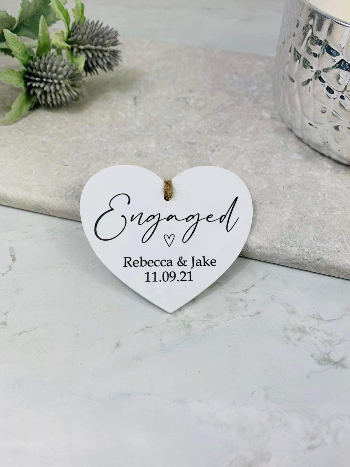 BOGOF Engaged hanging heart keepsake