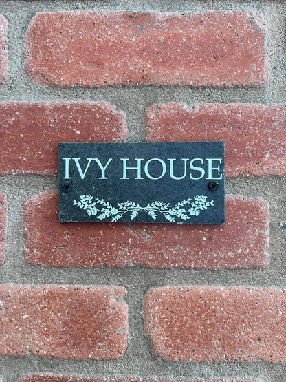 Number slate house sign leaf divider small