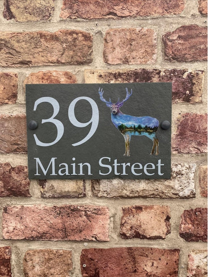 Stag slate house sign