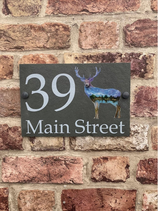 Stag slate house sign