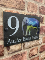 Elephant slate house sign