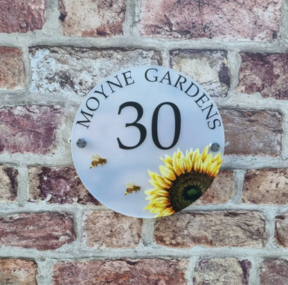 Sunflower acrylic house sign