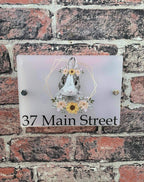 Floral rabbit acrylic house sign