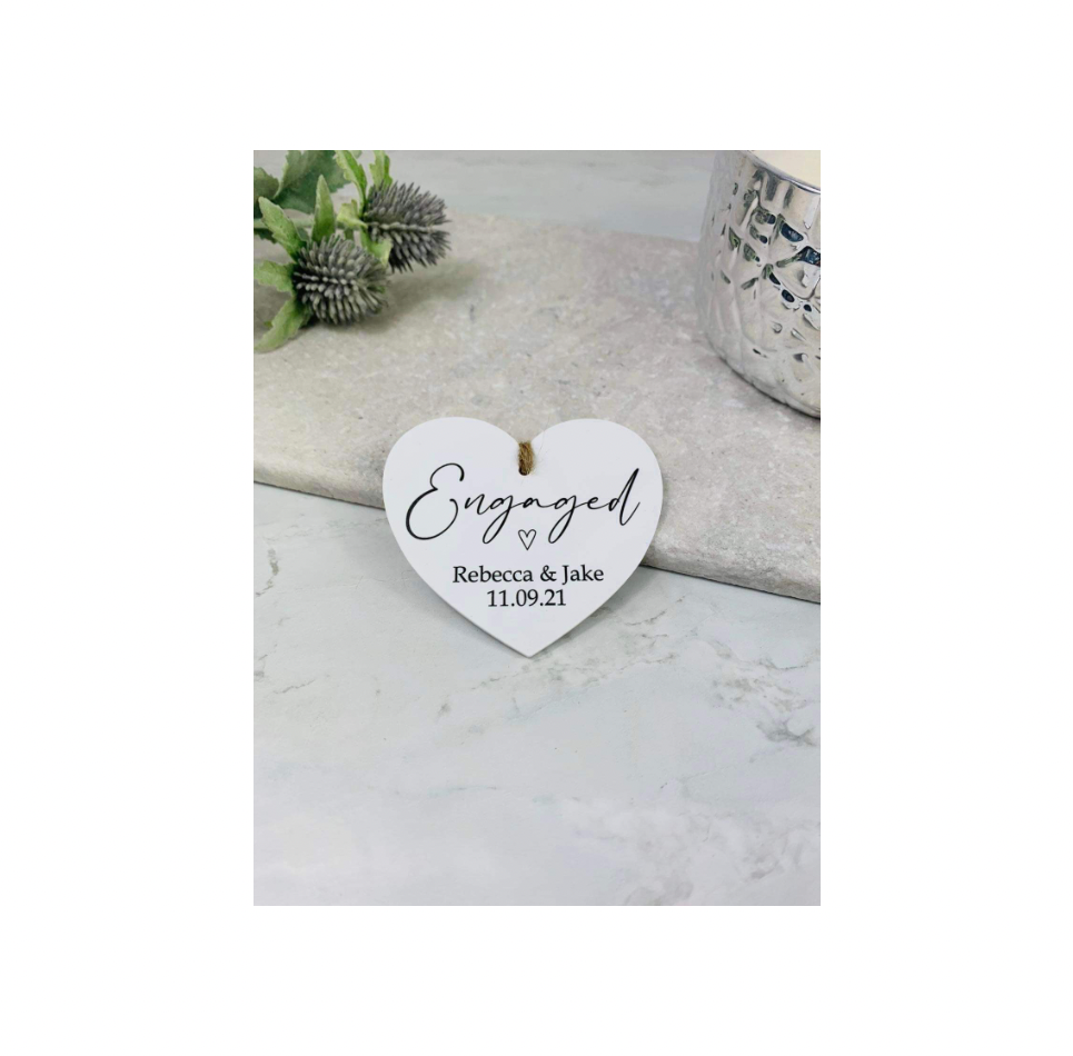 BOGOF Engaged hanging heart keepsake