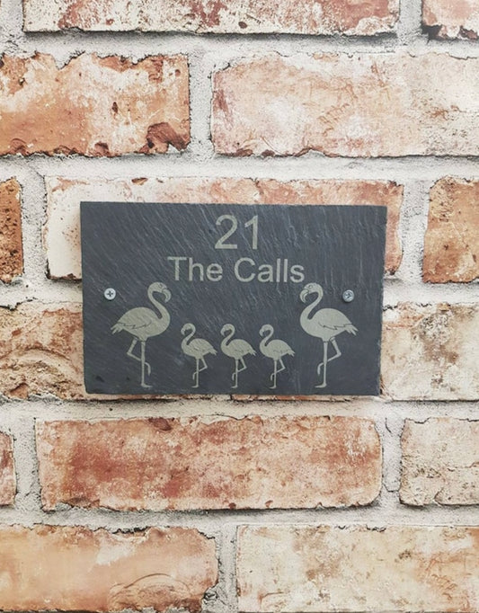 Flamingo slate house sign