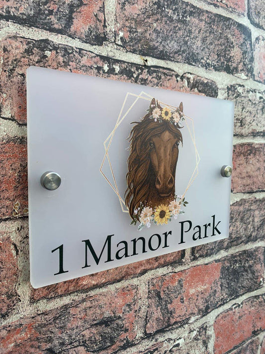 Floral horse acrylic house sign