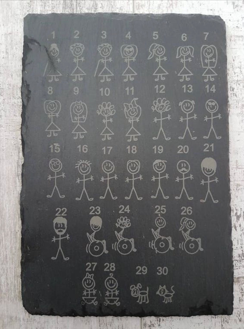 Stick figures slate house sign