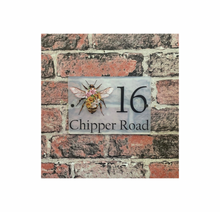 Floral bee acrylic house sign
