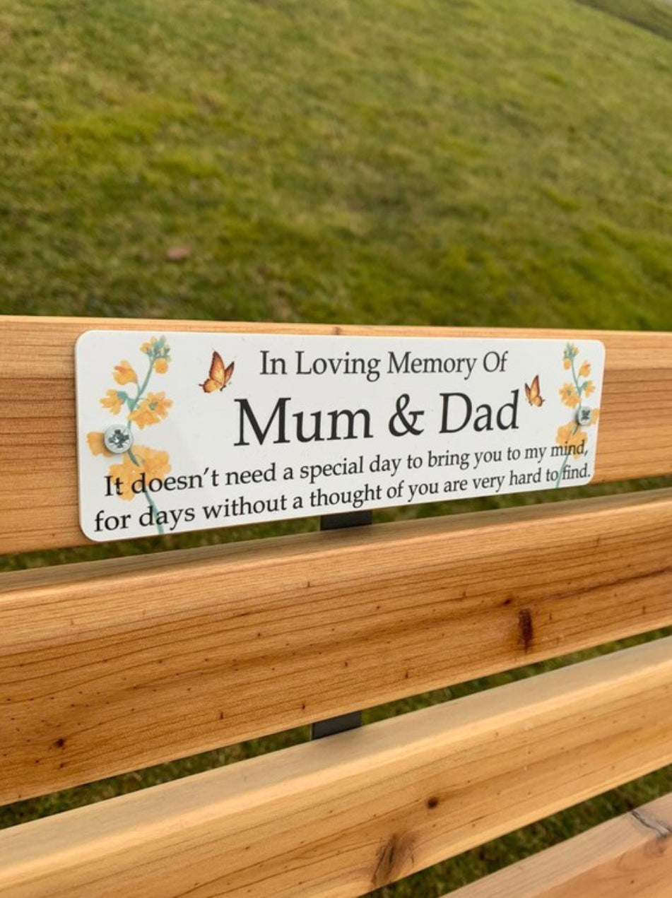 Acrylic yellow floral  bench memorial plaque