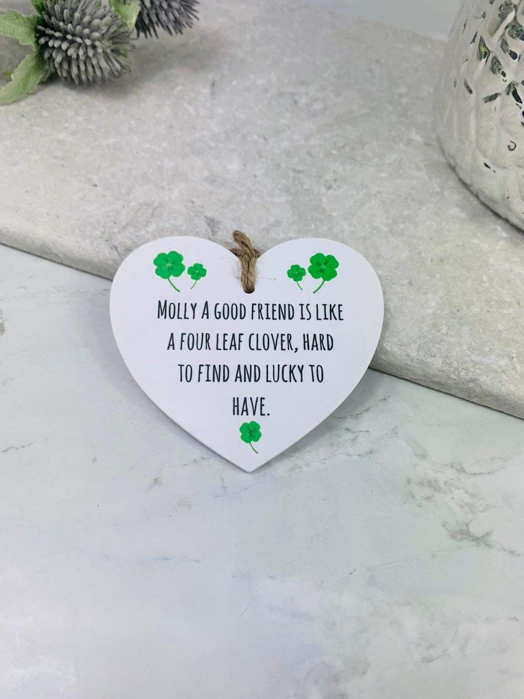 BOGOF A good friend is like a four leaf clover hanging heart keepsake