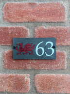 Number slate house sign Welsh dragon small