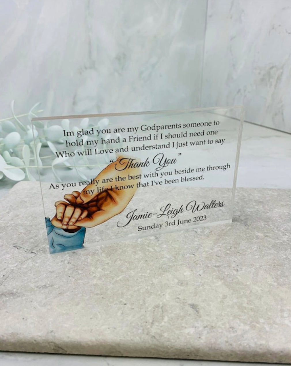 Godparent gift acrylic block