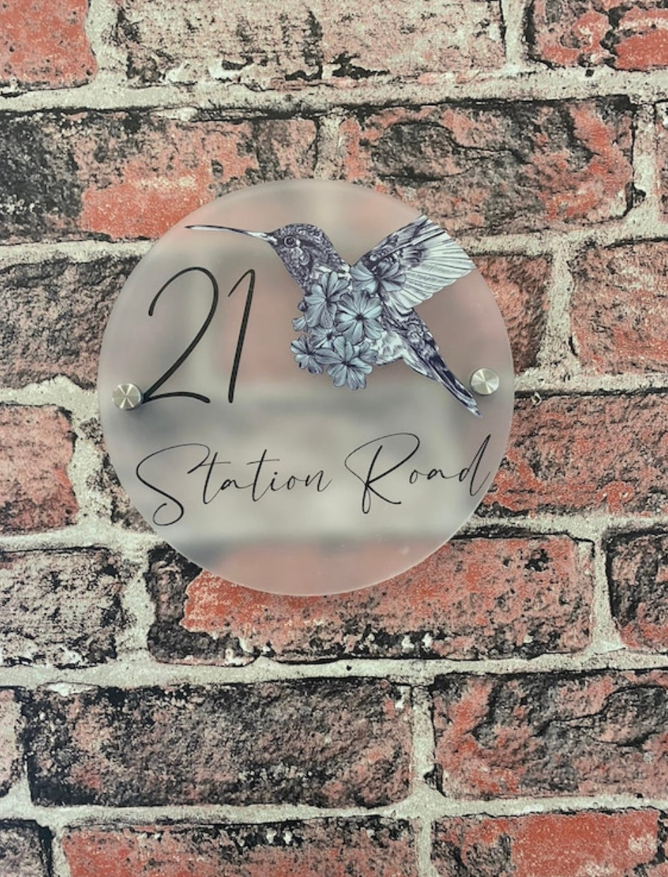 Hummingbird acrylic house sign