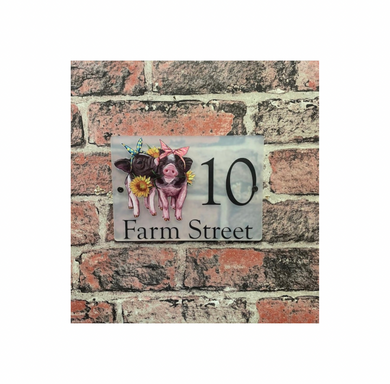 Floral pig acrylic house sign