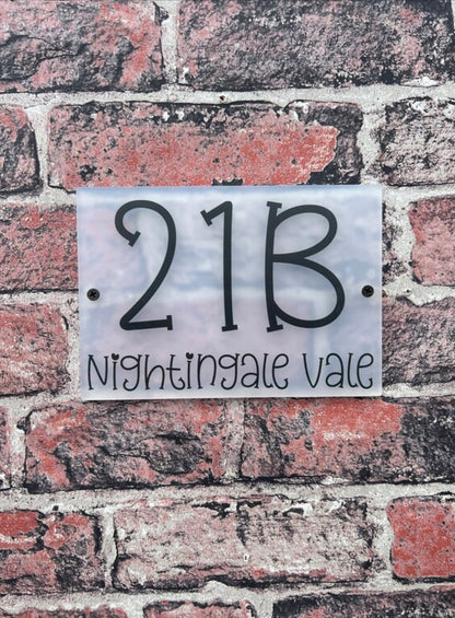 Heart style font acrylic house sign