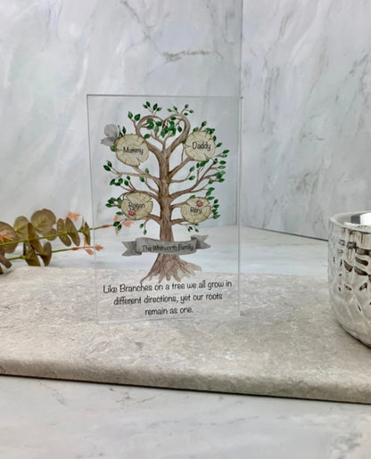 Family tree acrylic block
