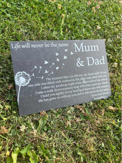 Dandelion memorial plaque
