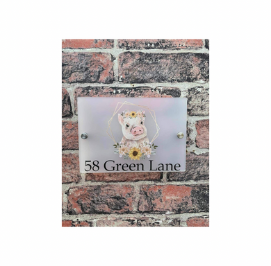 Floral pig acrylic house sign