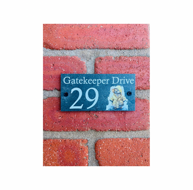 Number slate house sign duck small