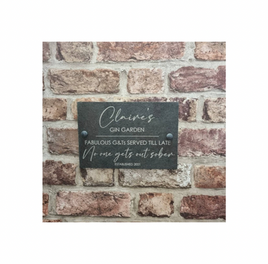 Garden gin slate sign