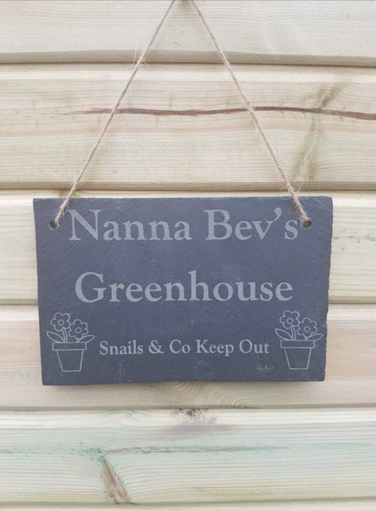 Garden greenhouse slate sign