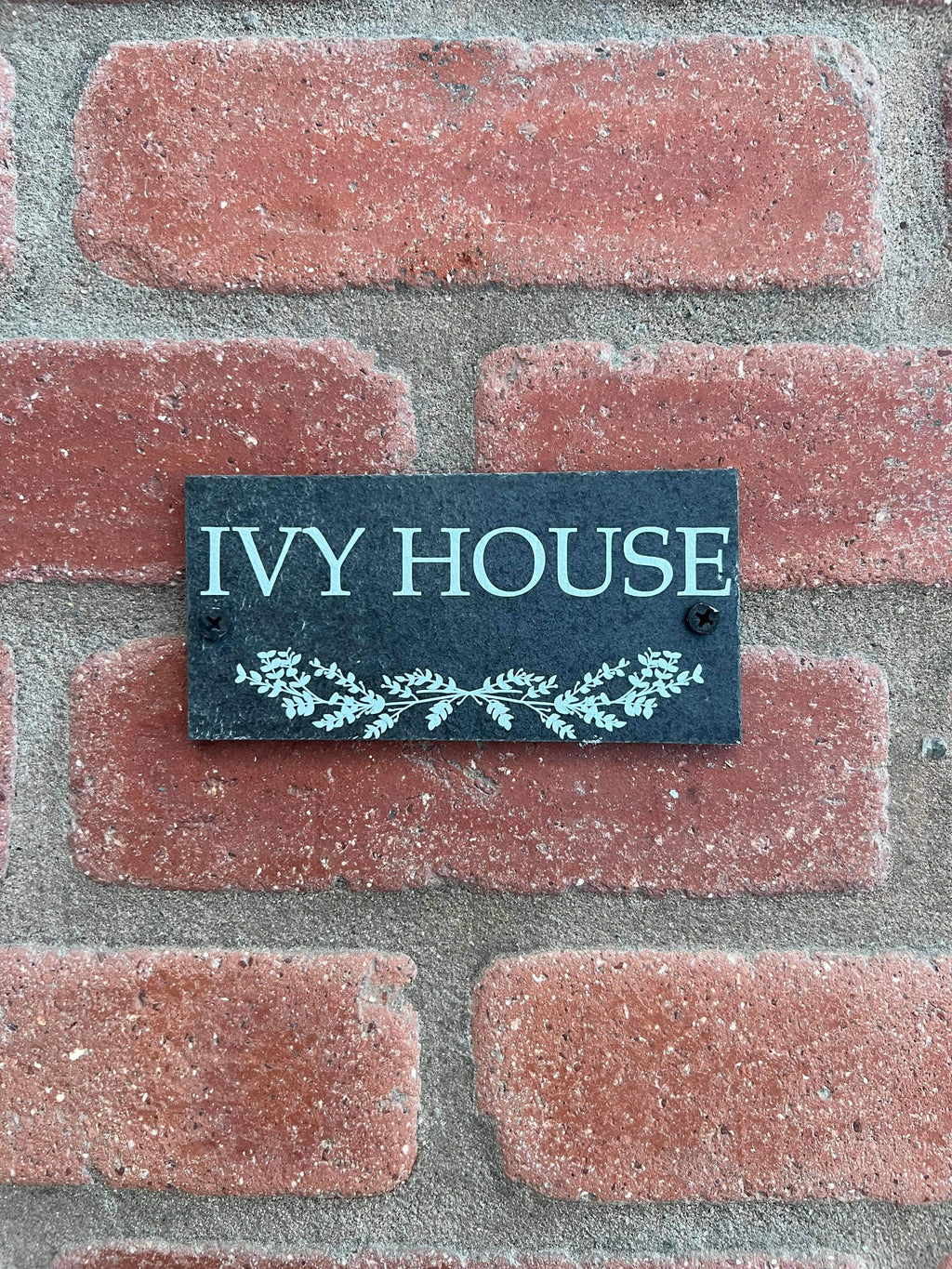 Number slate house sign leaf divider small