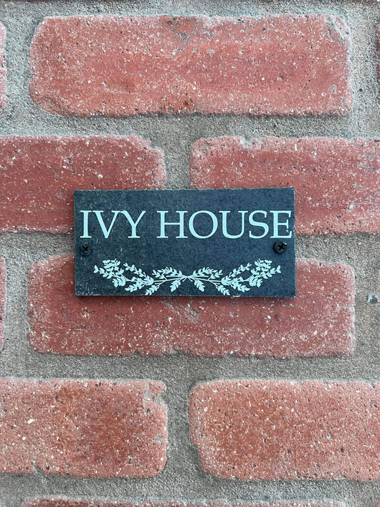 Number slate house sign leaf divider small