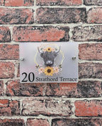 Highland cow acrylic house sign