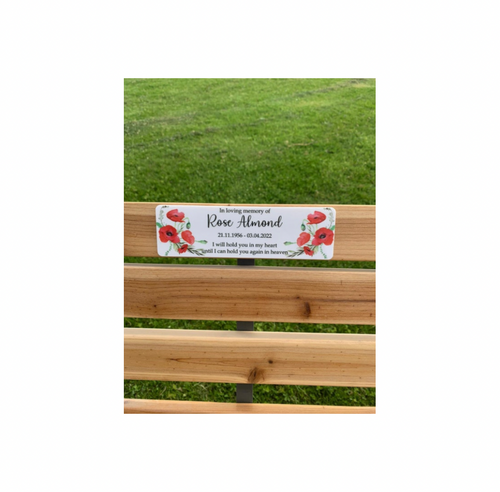 Acrylic poppy bench memorial plaque