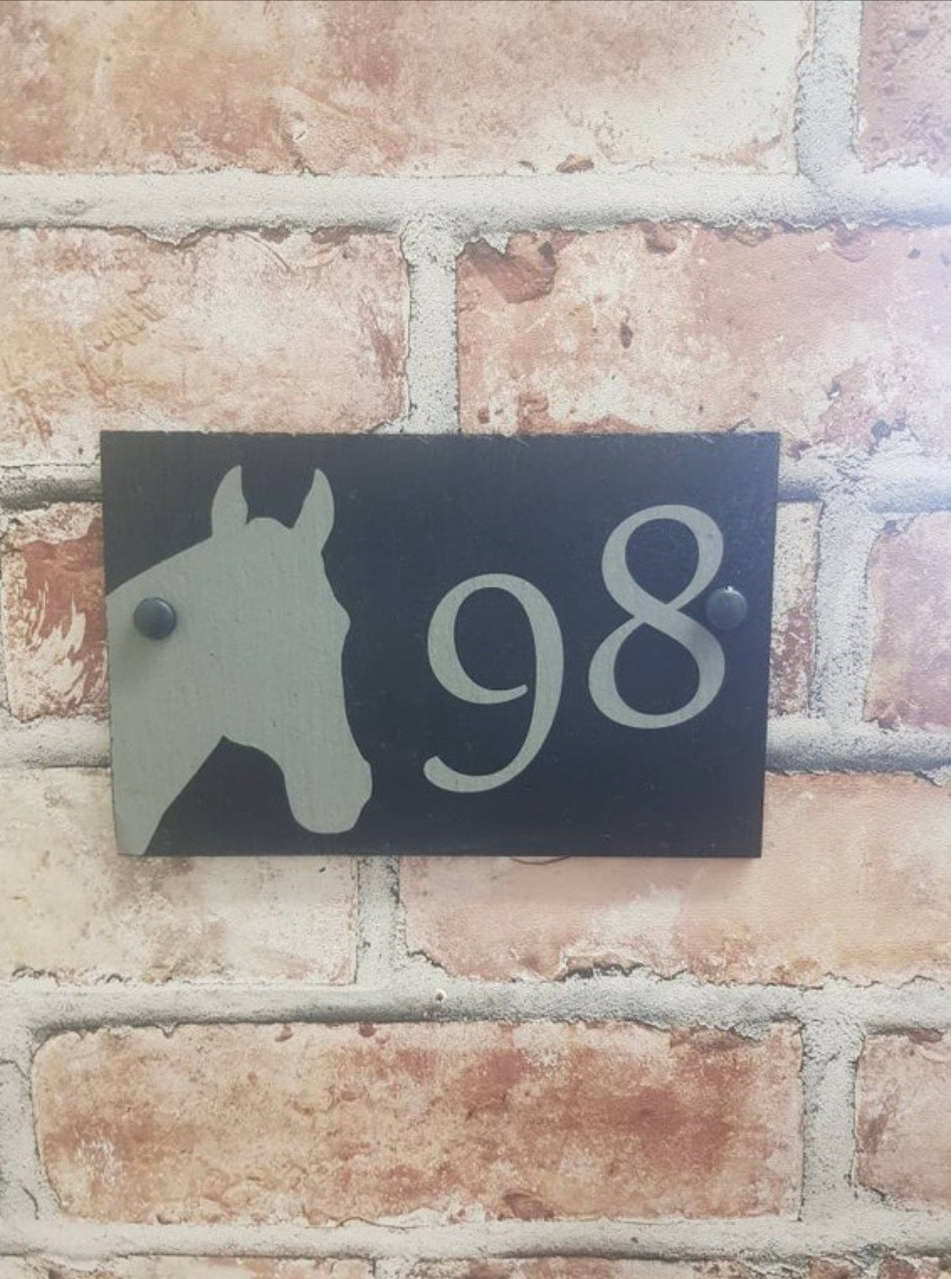 Horse head slate house sign