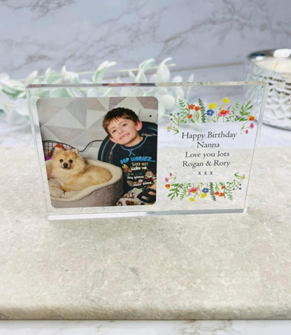 Birthday floral border acrylic block