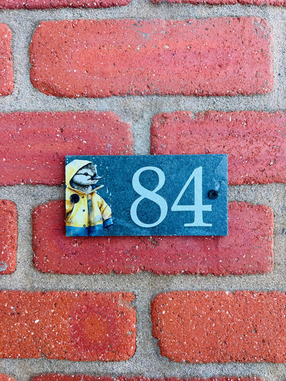 Number slate house sign duck small