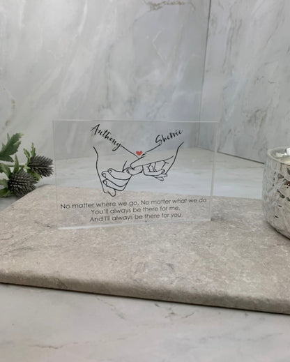 Love hands acrylic block