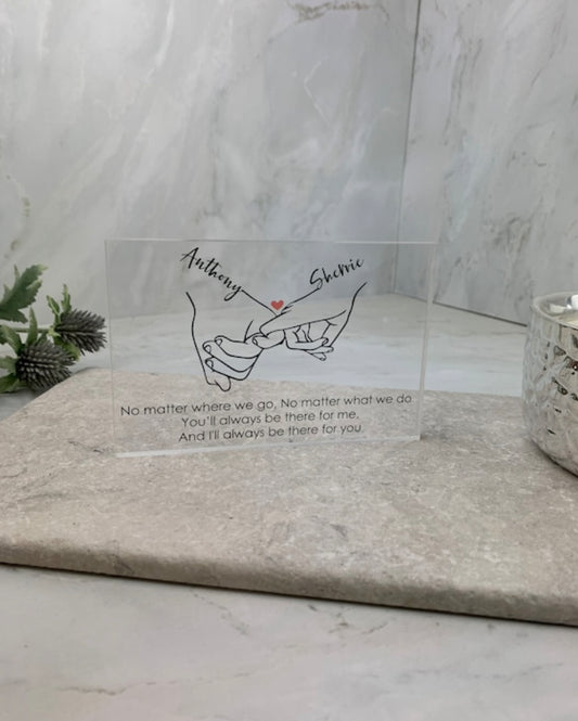 Love hands acrylic block