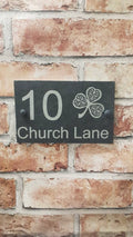 Celtic clover slate house sign