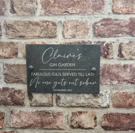 Garden gin slate sign