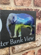 Elephant slate house sign