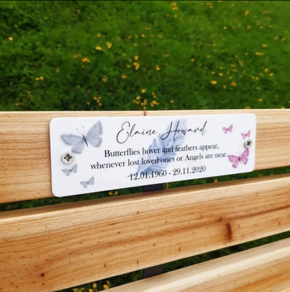 Acrylic Butterfly bench memorial plaque
