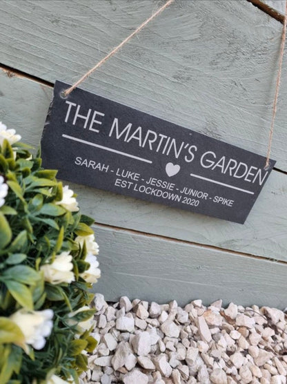 Family garden slate sign