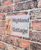 Highland cow mother & child acrylic house sign